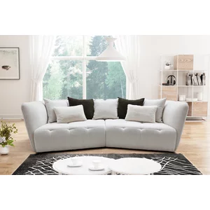 Canapea fixă Vogue, design modern și elegant, structură lemn masiv și PAL, spumă poliuretanică și arcuri, 295x147x92 cm, alb