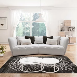 Canapea fixă Vogue, design modern și elegant, structură lemn masiv și PAL, spumă poliuretanică și arcuri, 295x147x92 cm, alb