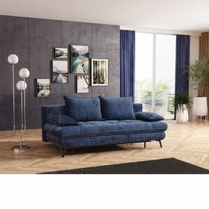 Canapea extensibilă Alba, ladă depozitare, spațiu dormit 202x140 cm, structură lemn + spumă poliuretanică + arcuri sinusoidale, tapițată cu stofă, 205x97x90 cm, personalizabil