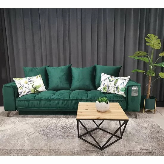Canapea extensibilă Belavio 3 locuri, șezut matlasat, picioare metalice cu finisaj cupru, 3 locuri, culoare personalizată picture - 2