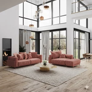 Canapea Bellissa, Fixă Cu Perne Din Silicon, Design Glamour, 224x109x104 cm, Culoare La Alegere