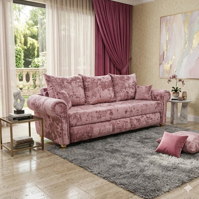 Canapea extensibilă Carmen, 3 locuri, ladă depozitare, stofă, 230x100 cm, culoare personalizată