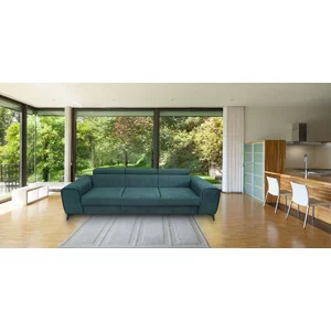 Canapea extensibilă Clement, brate detașabile și tetiere reglabile, confort sporit și ladă de depozitare, structură din fag masiv, 252x183 cm, culoare personalizabilă