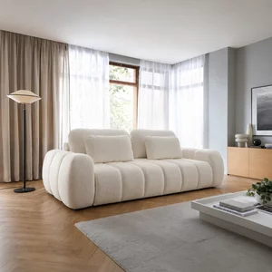 Canapea Extensibilă 2 Locuri Pamela - Design Grid Puffy, Textură Bouclé, 190x95 cm