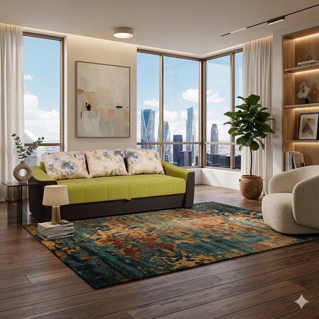 Canapea extensibilă Adena, culoare personalizabila - 235x192 cm, mecanism facil de extindere cu balama pafta, ladă integrată și burete de înaltă densitate, structură din fag masiv