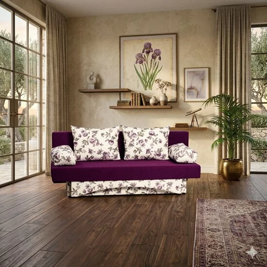 Canapea extensibilă Carla, culoare personalizabila - 192x140 cm, design compact cu suprafață generoasă de dormit și perne confortabile, structură din fag masiv picture - 2