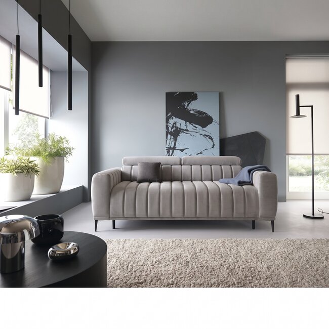 Canapea extensibila GANDI 160, 227X102X95 cm, stofa catifelata, cu tetiere reglabila