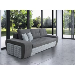 Canapea extensibilă Mara, design modern cu tabureți integrați și ladă de depozitare, burete gros și structură din fag masiv, 250x192 cm, culoare personalizabilă