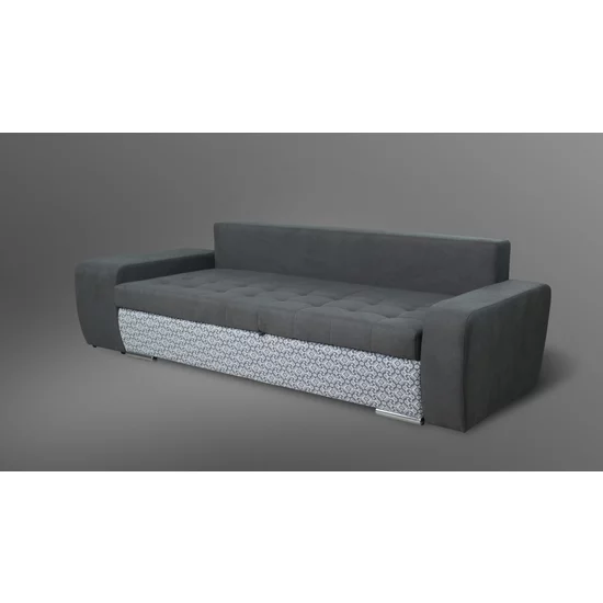 Canapea extensibilă Mara, design modern cu tabureți integrați și ladă de depozitare, burete gros și structură din fag masiv, 250x192 cm, culoare personalizabilă picture - 2