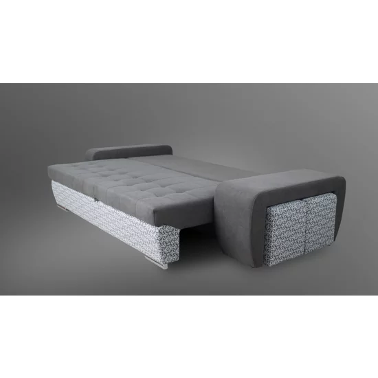 Canapea extensibilă Mara, design modern cu tabureți integrați și ladă de depozitare, burete gros și structură din fag masiv, 250x192 cm, culoare personalizabilă picture - 4