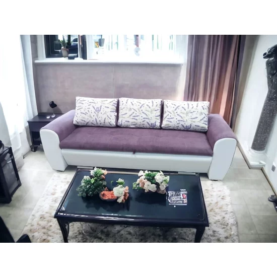 Canapea extensibilă Salsa, cusături decorative și ladă de depozitare, confort sporit și structură din fag masiv, 242x192 cm, culoare personalizabilă picture - 5