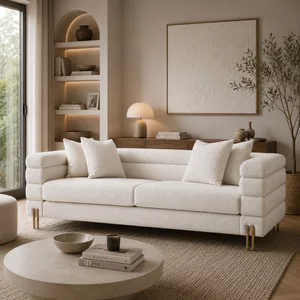 Canapea Fixă 2 Locuri Galatti - Design Modern Stratificat, Detalii Aurii Fagure, 190x95 cm