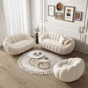 Canapea Fixă 3 Locuri Daisy - Design Organic Rotund, Stil Pumpkin, Bază Aurie, 180x75 cm picture - 5