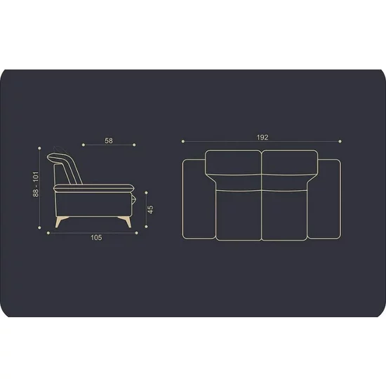 Canapea fixă Lora 2L, diverse culori - 186x105 cm, tetiere rabatabile, cadru lemn masiv și arcuri sinusoidale picture - 6