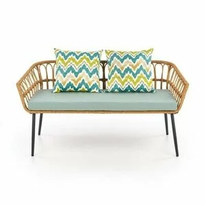 Canapea Gardena 2S, rattan sintetic și cadru metalic, 140x58x71 cm, natur