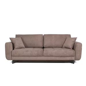 Canapea Karisa extensibilă, extra confort cu ladă integrată și perne incluse, structură lemn masiv și PAL, 241x113x91 cm, culoare personalizabilă