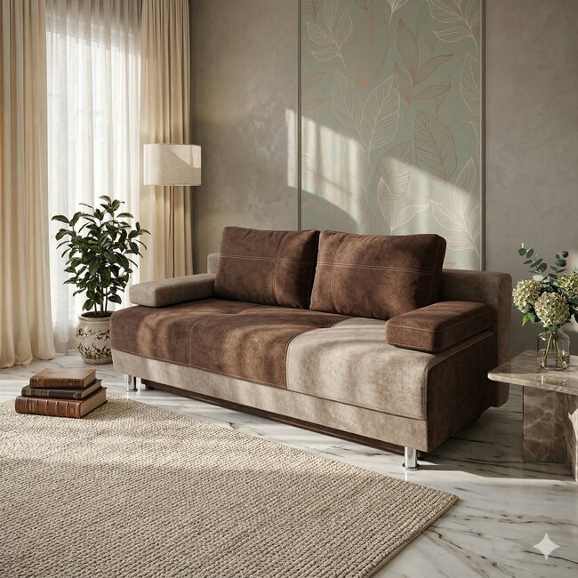 Canapea extensibilă Kim, gri - 200x95 cm, ladă depozitare, stofă de calitate