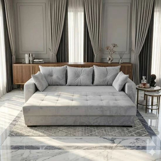 Canapea extensibilă Lima, culoare personalizabila - 240x100 cm, saltea spumă poliuretanică, 3 perne decorative incluse picture - 3