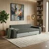 Canapea extensibilă Mara, gri - 250 cm, suprafata de dormit - 192x148 cm, ladă depozitare picture - 1