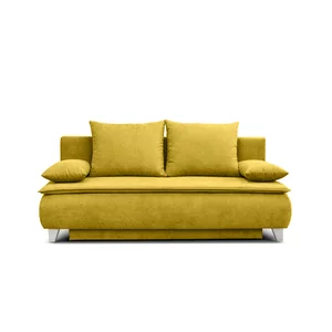 Canapea extensibilă Mona, design modern curbat, tapițerie boucle, 208x108x100 cm, crem