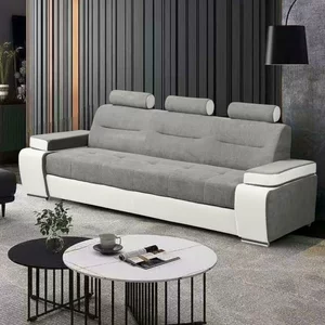 Canapea extensibilă Melisa Modern, tetiere fixe, brațe reglabile, ladă depozitare, 244 cm, gri