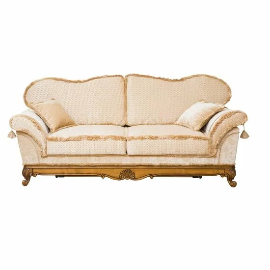 Canapea fixă Rapsodi, 3 locuri, stofă și lemn masiv, 220x85x104 cm, crem picture - 5