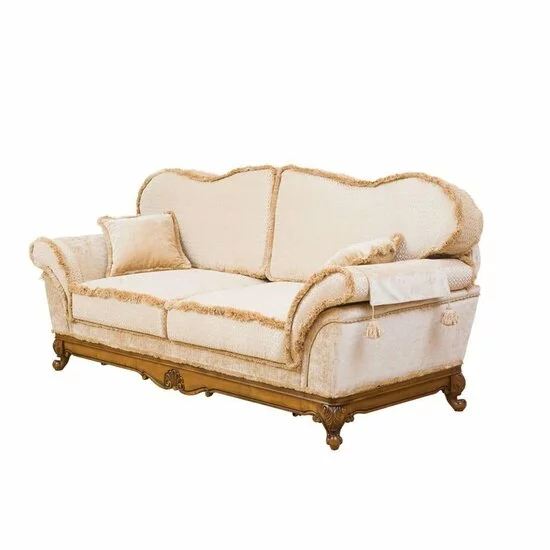 Canapea fixă Rapsodi, 3 locuri, stofă și lemn masiv, 220x85x104 cm, crem picture - 6