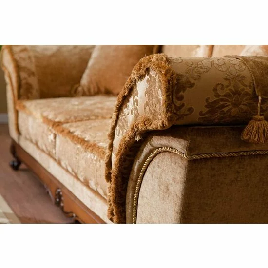 Canapea fixă Rapsodi, 3 locuri, stofă și lemn masiv, 220x85x104 cm, crem picture - 2