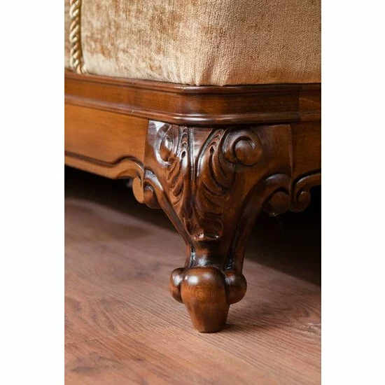 Canapea fixă Rapsodi, 3 locuri, stofă și lemn masiv, 220x85x104 cm, crem picture - 4