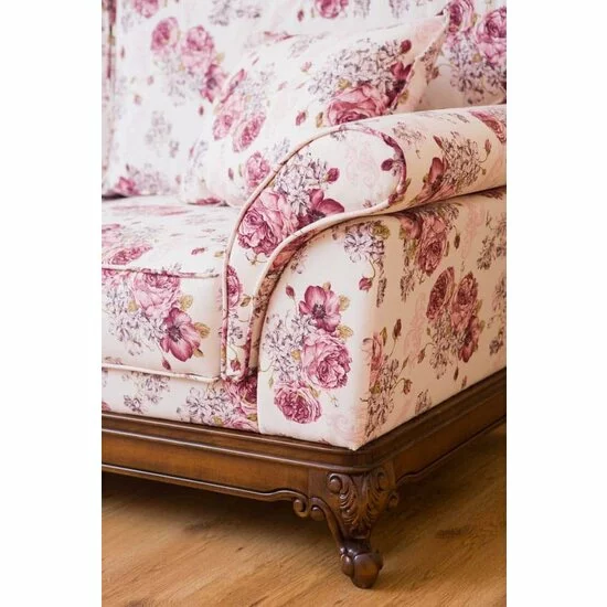 Canapea fixă Rapsodi, 3 locuri, stofă și lemn masiv, 220x85x104 cm, crem picture - 9