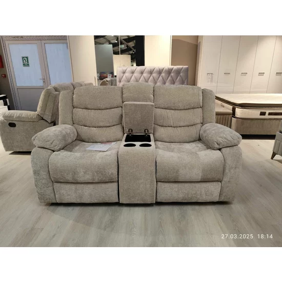 Canapea recliner Relax 2 locuri gri, catifea, suport picioare, pahare și spațiu depozitare, design ergonomic picture - 7