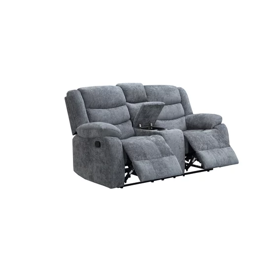 Canapea recliner Relax 2 locuri gri, catifea, suport picioare, pahare și spațiu depozitare, design ergonomic picture - 4
