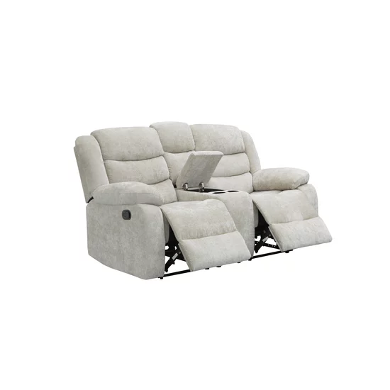 Canapea recliner Relax 2 locuri gri, catifea, suport picioare, pahare și spațiu depozitare, design ergonomic picture - 3