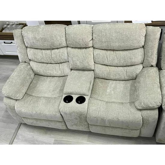 Canapea recliner Relax 2 locuri gri, catifea, suport picioare, pahare și spațiu depozitare, design ergonomic picture - 6