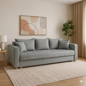 Canapea Royal Matlasat Lux, 3 locuri, extensibilă cu ladă de depozitare, arcuri bonell, tapițerie catifea baby face 235x105x80 cm, Culoare personalizabilă