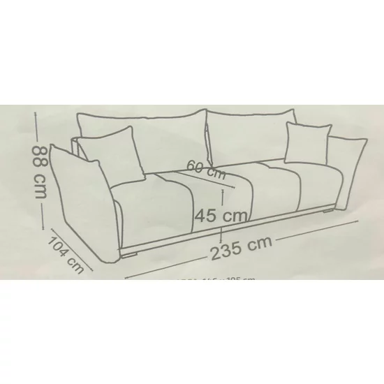 Canapea Vibe, extensibilă cu spațiu de dormit 195x146 cm, structură lemn masiv și PAL, spumă HR și arcuri, stofă kronos 22, 235x104x88 cm, gri picture - 7