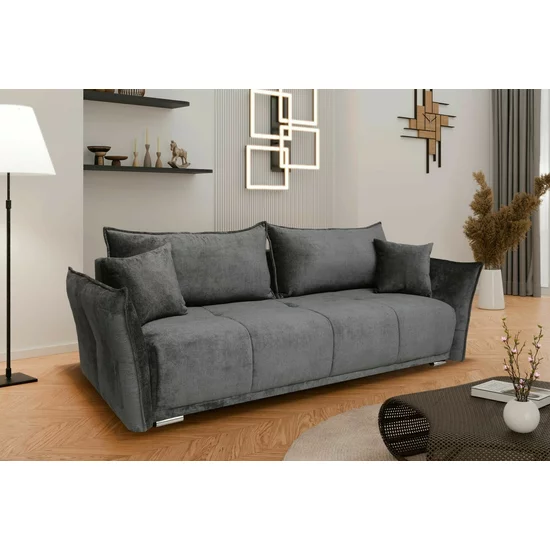 Canapea Vibe, extensibilă cu spațiu de dormit 195x146 cm, structură lemn masiv și PAL, spumă HR și arcuri, stofă kronos 22, 235x104x88 cm, gri picture - 2
