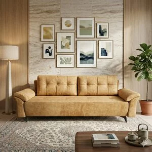Canapea extensibilă Vivo,  culoare personalizabila - 245x100 cm, design modern cu tetiere opționale și ladă de depozitare, structură din fag masiv