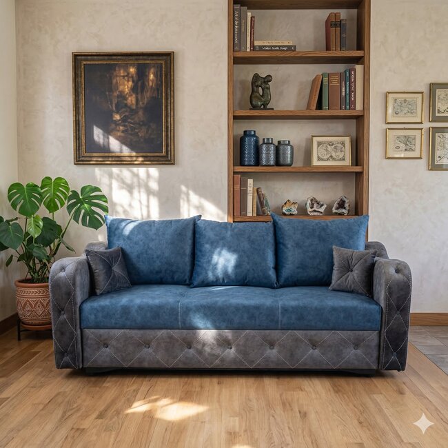 Canapea extensibilă Yasmina, gri - 228x100 cm, structură rezistentă, stofă de calitate