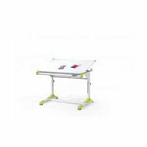 Birou Collorido copii, Culoare: Alb / Verde / Roz cu blat reglabil și accesorii colorate