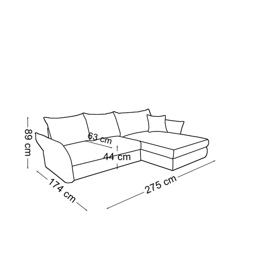 Colțar Acero, extensibil cu ladă depozitare și 4 perne incluse, structură lemn masiv și PAL, stofă premium, 275x174x89 cm, bej picture - 8