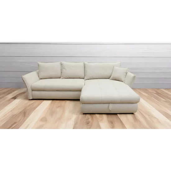 Colțar Acero, extensibil cu ladă depozitare și 4 perne incluse, structură lemn masiv și PAL, stofă premium, 275x174x89 cm, bej picture - 2