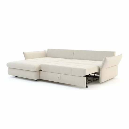 Colțar Acero, extensibil cu ladă depozitare și 4 perne incluse, structură lemn masiv și PAL, stofă premium, 275x174x89 cm, bej picture - 6