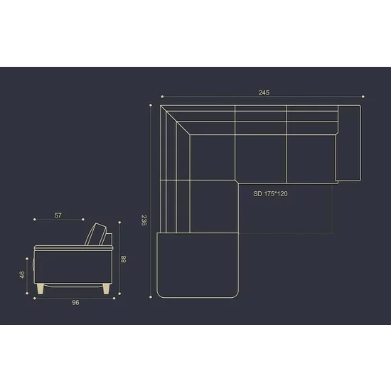 Colțar extensibil Amalfi, ladă depozitare, cadru lemn și poliuretan, 245x236 cm, diverse culori picture - 7