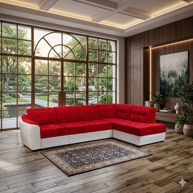 Colțar extensibil Antonio Mare, culoare personalizabila - 325x193 cm, cu tetiere reglabile și ladă depozitare