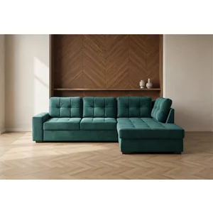 Coltar Armina extensibil - 240x173 cm, design modern, tapițată cu stofă rezistentă, lada de depozitare