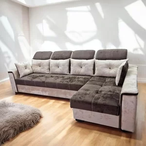 Colțar Paris Tip 2 extensibil, cu tetiere reglabile, ladă de depozitare și saltea micro pocket, 320x168 cm