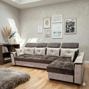 Colțar Paris Tip 2 extensibil, culoare personalizabila - 320x168 cm, cu tetiere reglabile, ladă de depozitare și saltea micro pocket