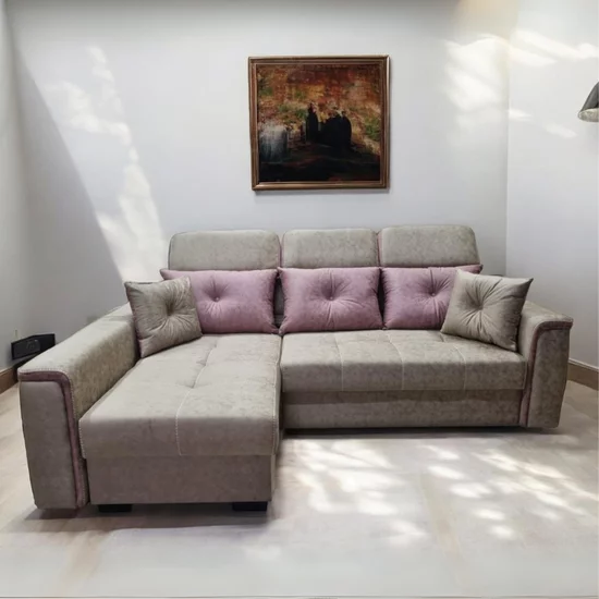 Colțar Paris Tip 1 extensibil,  culoare personalizabila - 240x165 cm, cu ladă de depozitare, saltea memory foam și micro pocket, structură din fag picture - 8