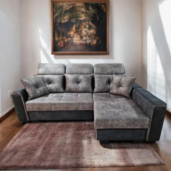 Colțar Paris Tip 1 extensibil,  culoare personalizabila - 240x165 cm, cu ladă de depozitare, saltea memory foam și micro pocket, structură din fag picture - 7